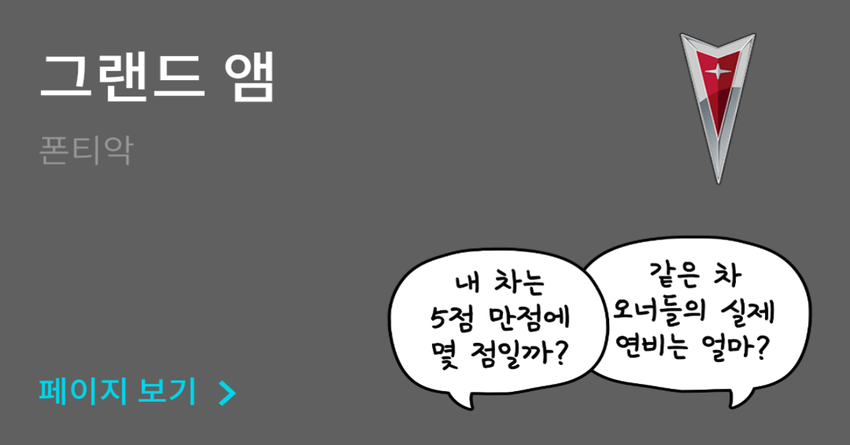 폰티악 그랜드 앰 공인연비와 실연비 비교, 리얼 시승 후기 확인 - 모두의 차고