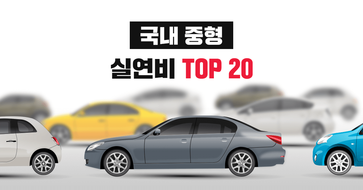 국내 중형 자동차 실연비, 공인연비 랭킹 TOP 20 - 실연비와 리얼후기, 모두의 차고